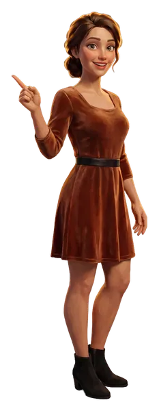 A woman pointing up at the timeline