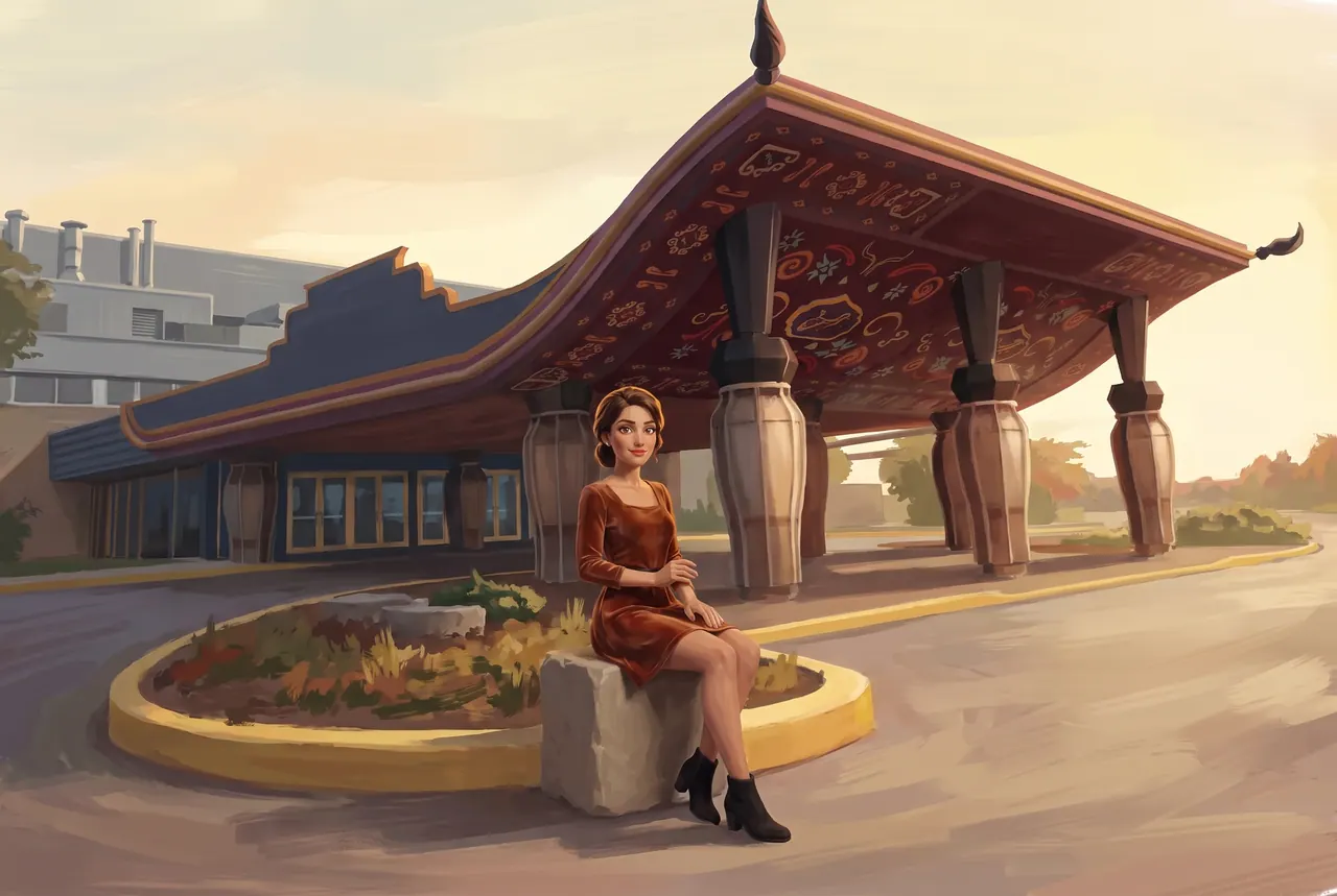 Painted pagoda canopy at the Flamboro Downs entrance