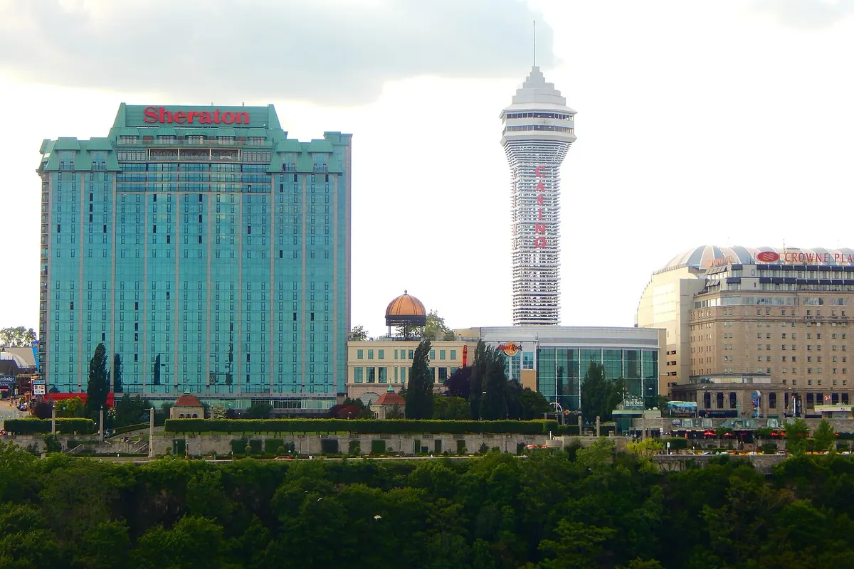 Casino Niagara tower beside the Sheraton, from across the gorge